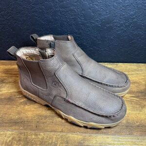 Twisted X Mens Driving Moc Chelsea Boots Brown Leather MDMX001 Size 11 M